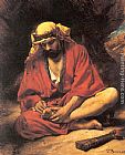 Famous Arab Paintings - An Arab removing a thorn from his foot